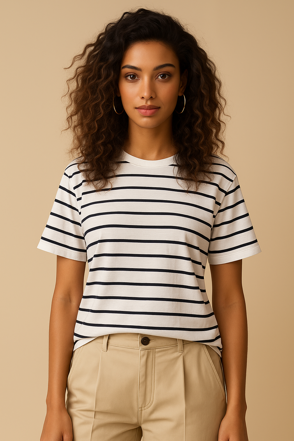 Velmora Basic Striped Tee