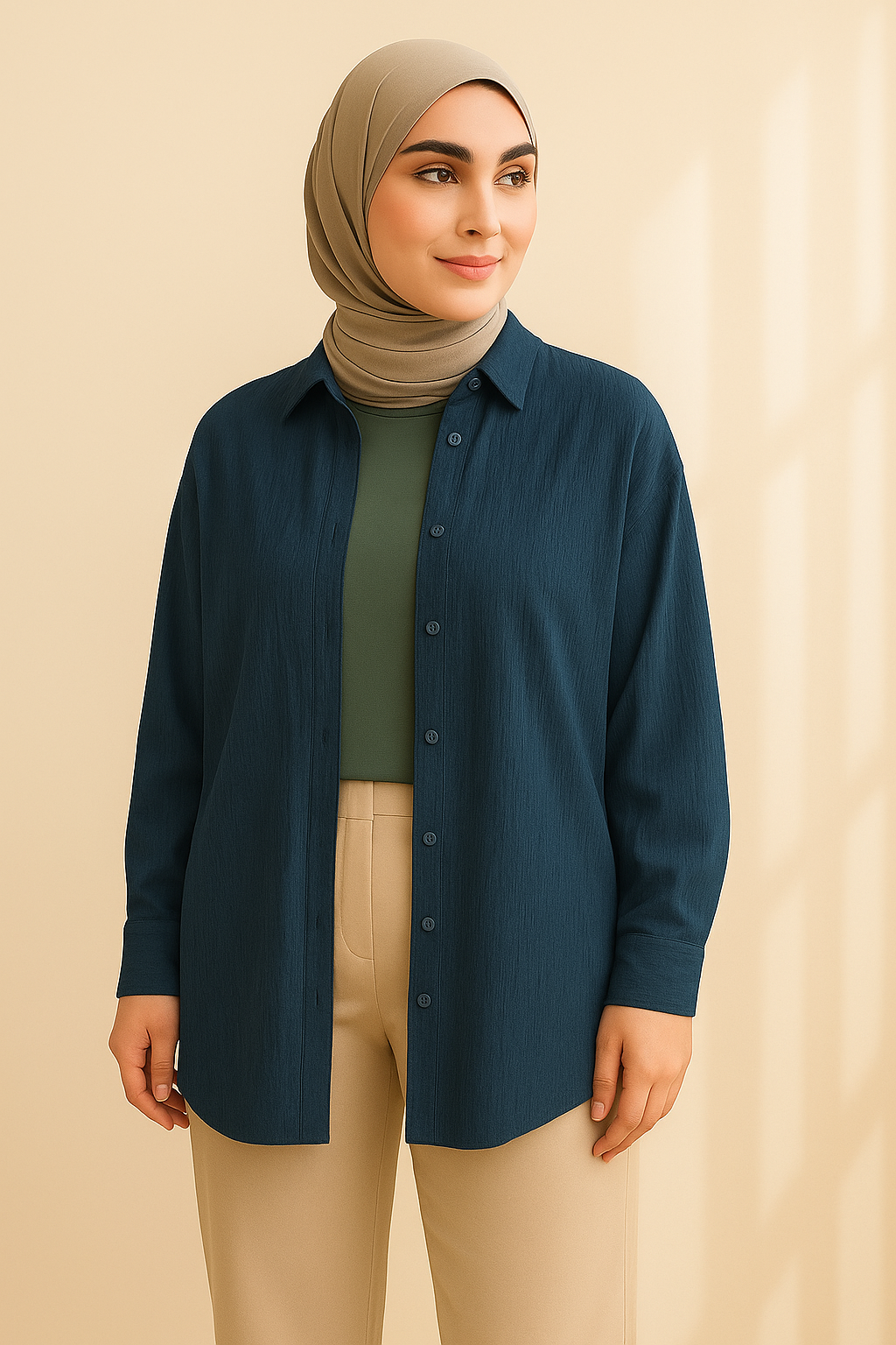 Wave Shirt – Modest Oversized Crepe Style Shirt