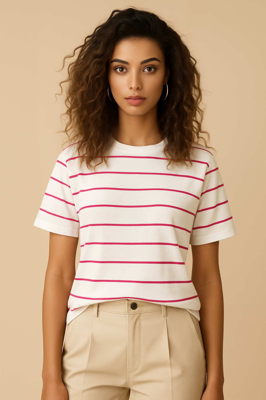 Velmora Basic Striped Tee