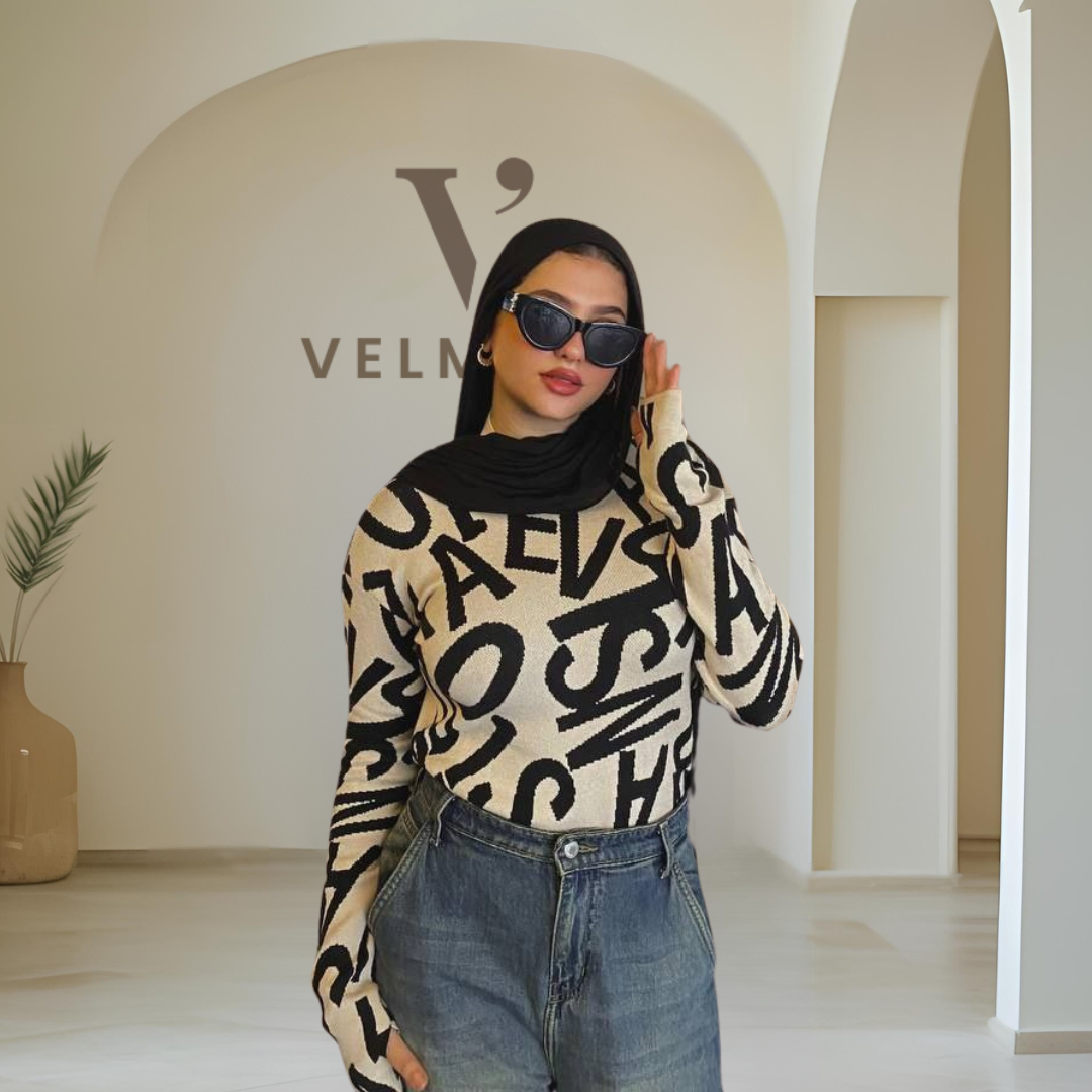 (B) Letters Basic Knit