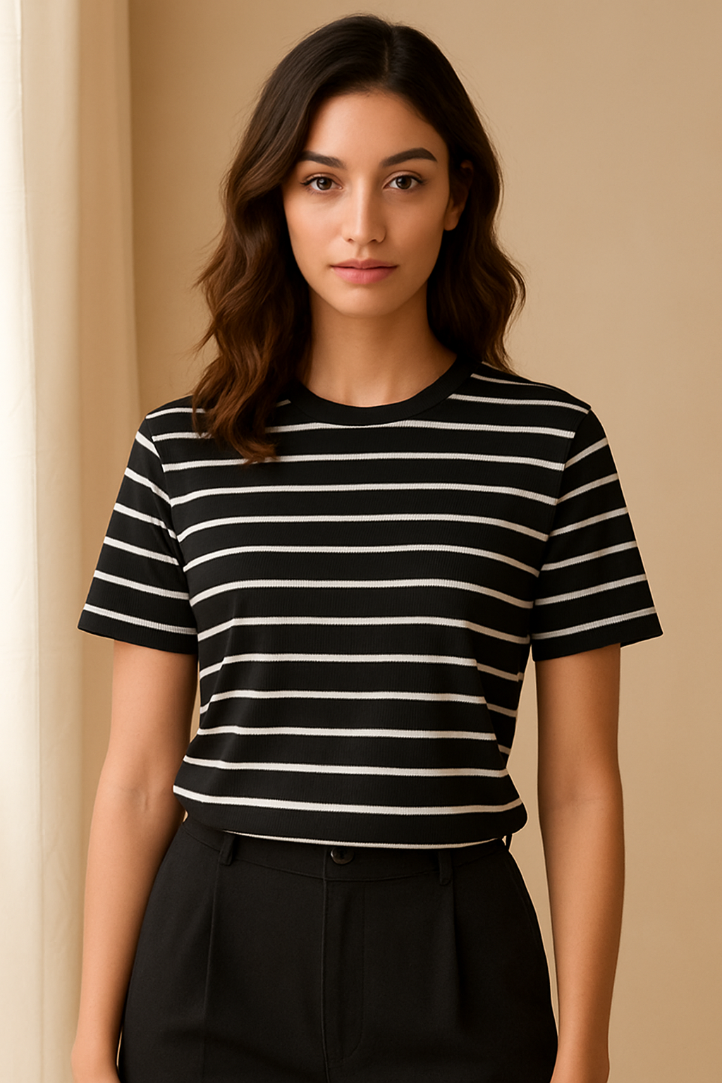 Velmora Basic Striped Tee