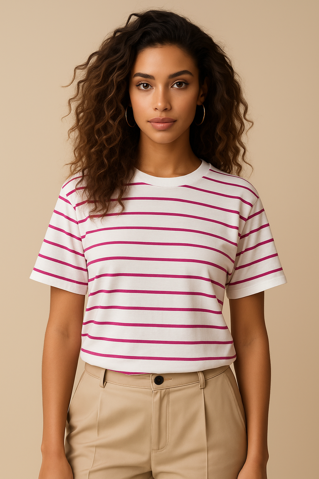 Velmora Basic Striped Tee