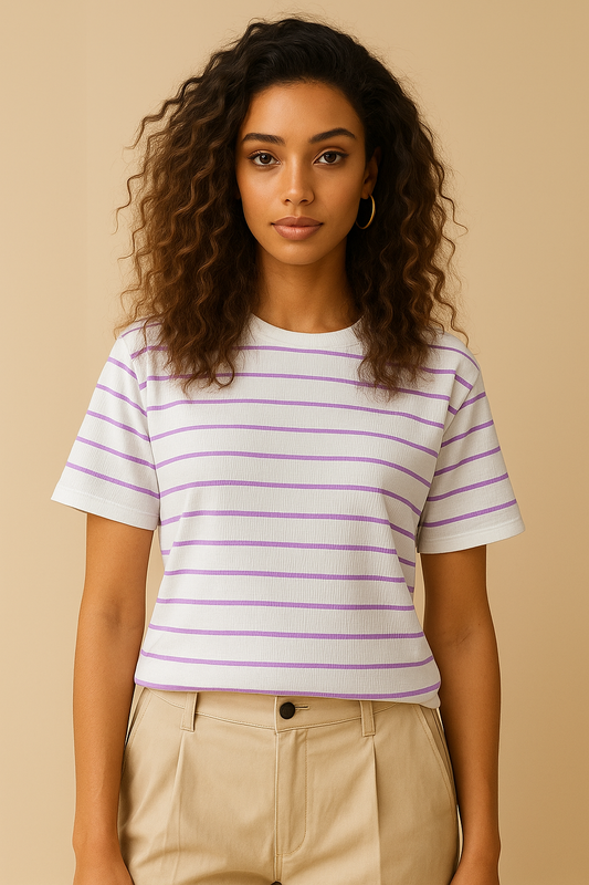 Velmora Basic Striped Tee