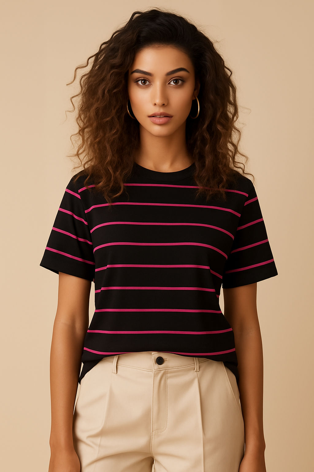 Velmora Basic Striped Tee