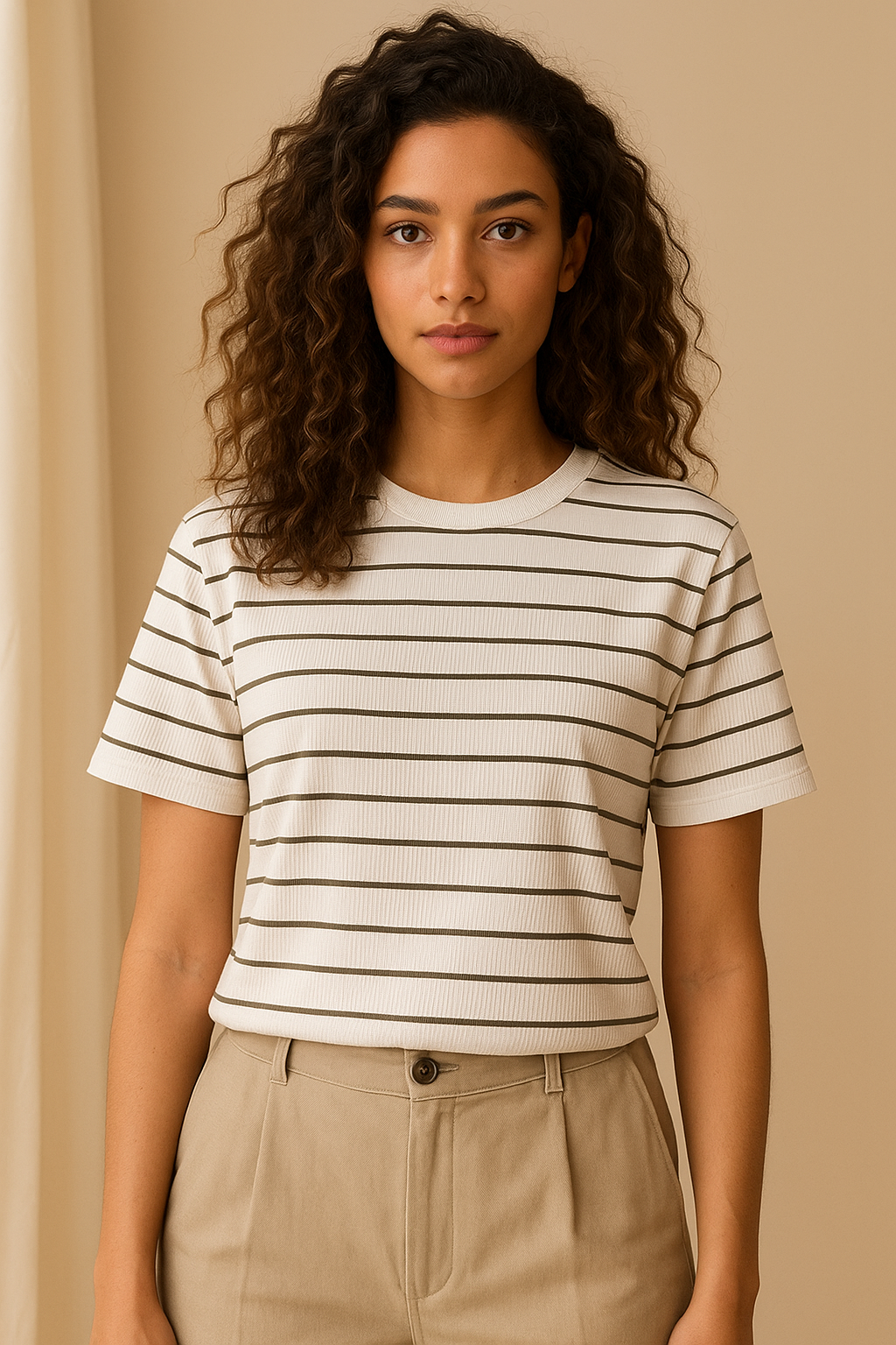 Velmora Basic Striped Tee
