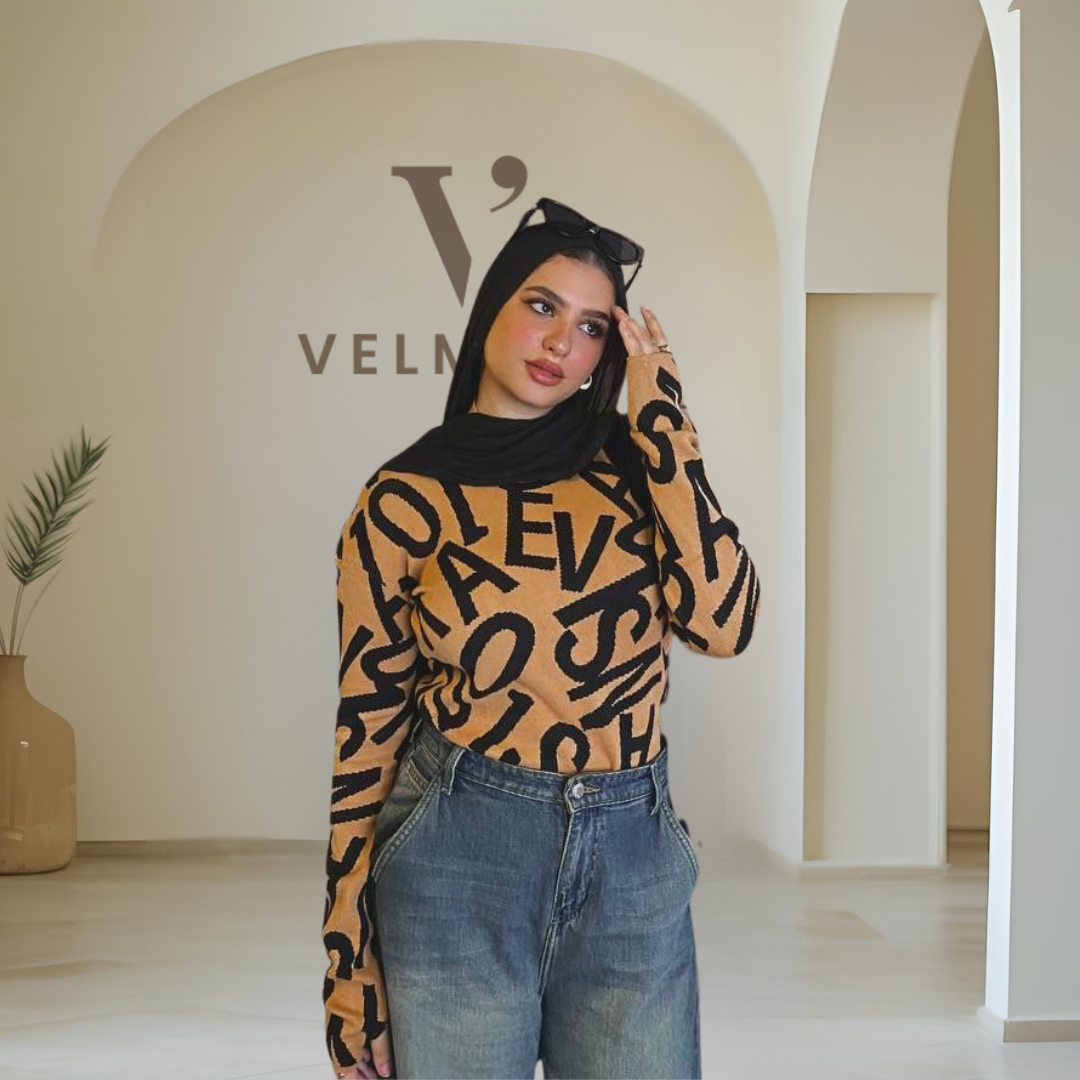 (B) Letters Basic Knit